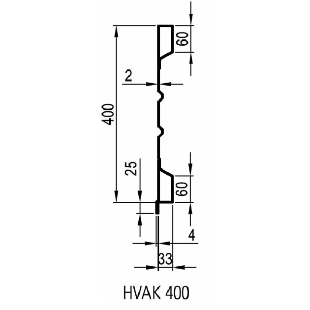 Sideboard steel HVAK 400 x 2,0 mm