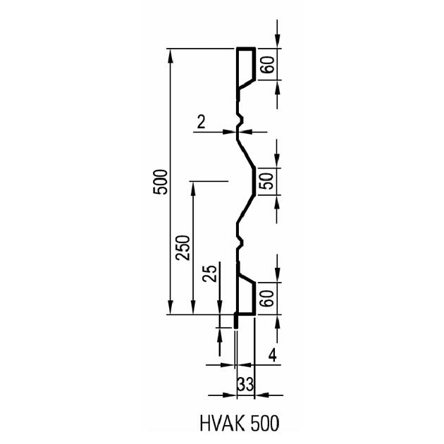Sideboard steel HVAK 500 x 2,0 mm