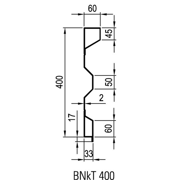 Sideboard steel BNkT 400 x 2,0 mm