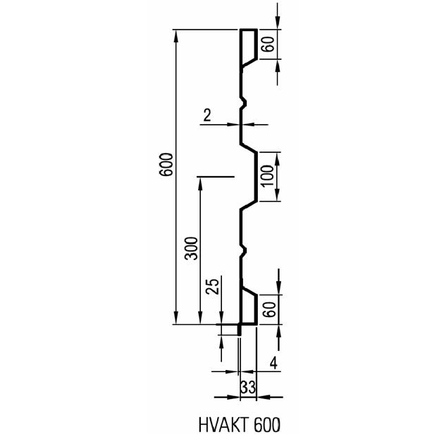Sideboard steel HVAKT 600 x 2,0 mm